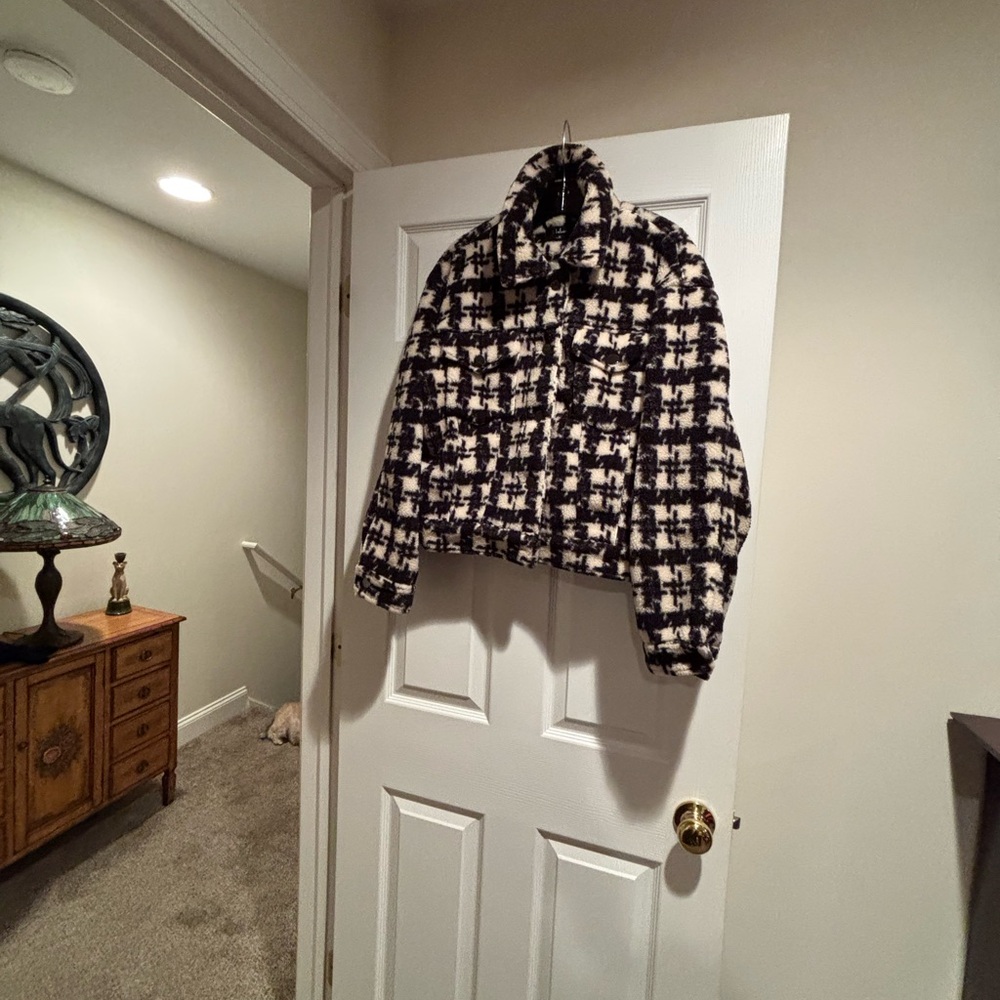 Black Cream Short Boucle Jacket